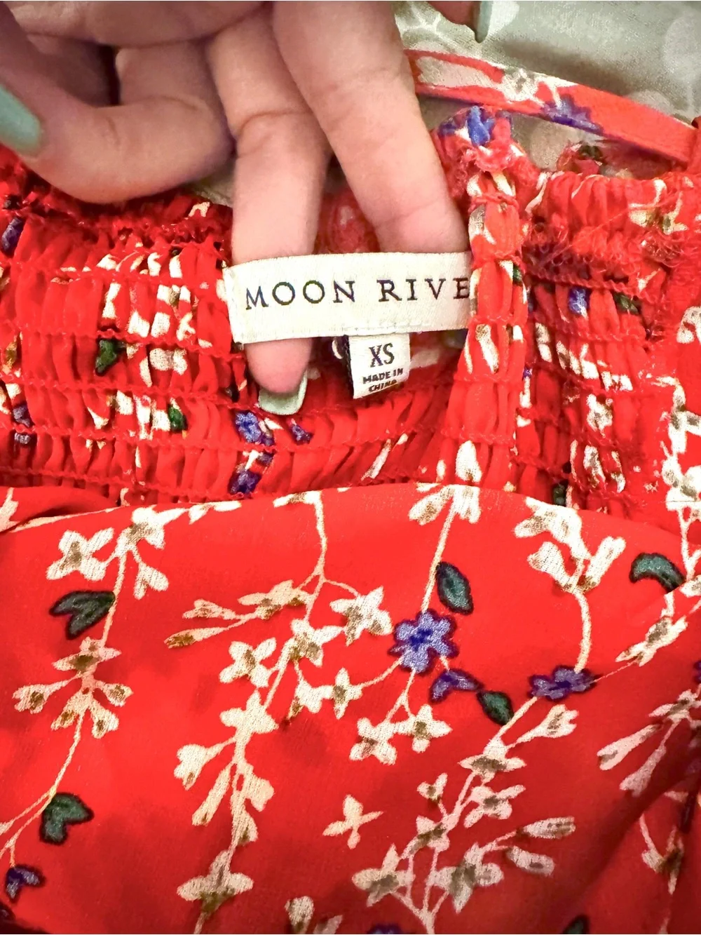 Moon River Rosamund Red Floral Print Tank Top,